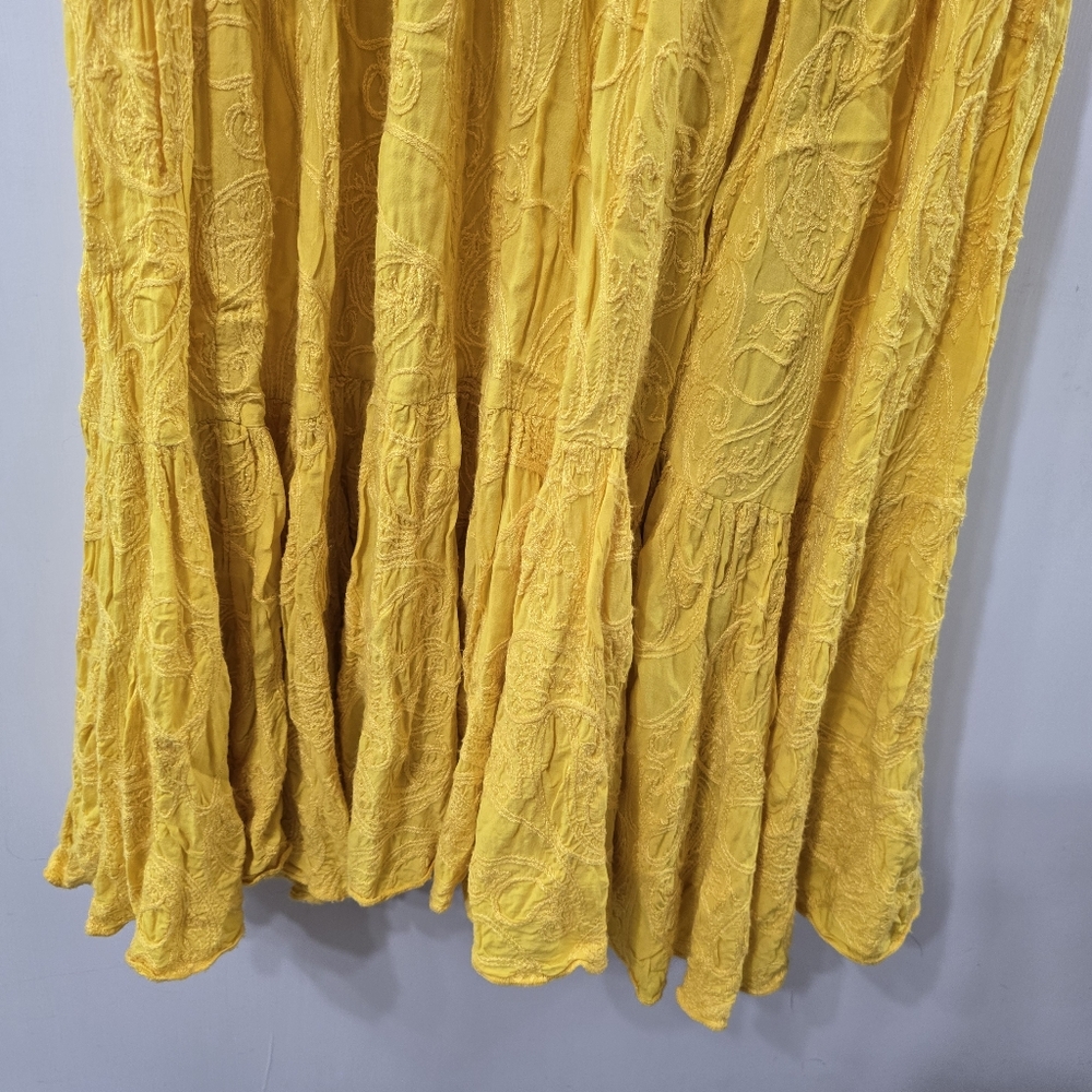 Intimately Free People All The Feels Sunshine Yellow Embroidered Maxi Dress Sz M - Picture 8 of 10